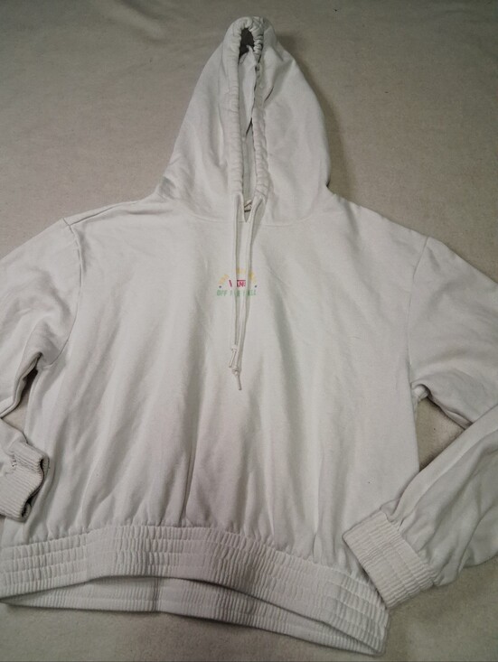Vans Sweaters - Vans White Hoodie Sweatshirt with Subtle Chest Graphic